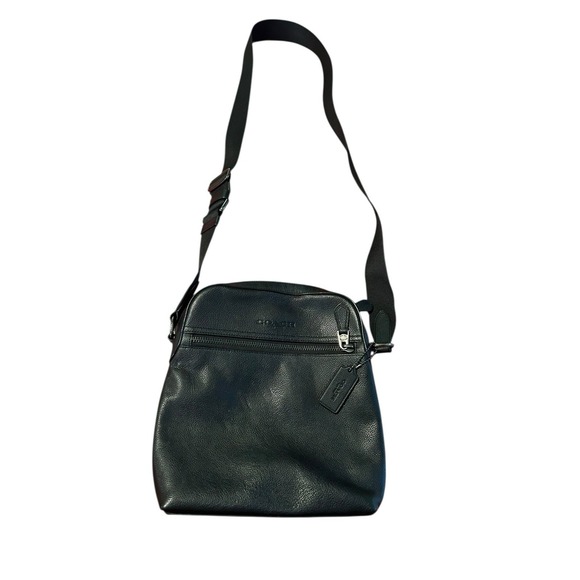 Coach Black Leather Man's‎ or Woman Crossbody Flight Bag Satchel F68014 - Picture 1 of 14